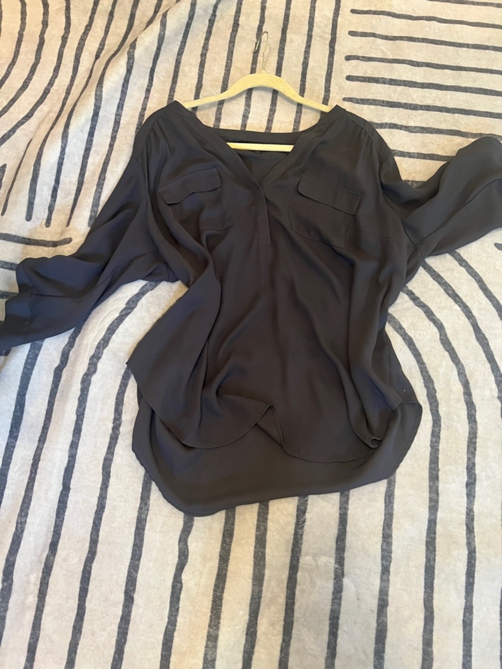 torrid Black V-Neck Flowy Blouse with Chest Flaps